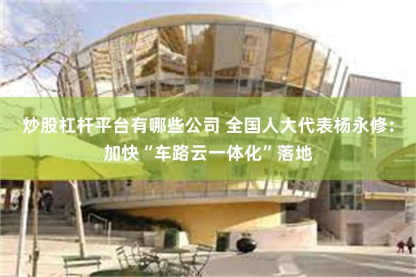 炒股杠杆平台有哪些公司 全国人大代表杨永修：加快“车路云一体化”落地
